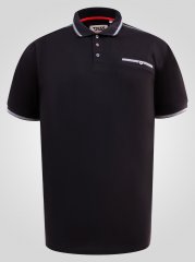 D555 Potts Jersey Polo With Jacquard Collar & Cuffs Črna