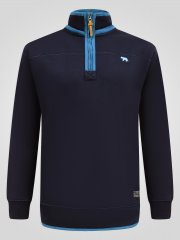 D555 Conway 2 1/4 Zip Neck Fleece Sweatshirt With Bear Logo Mornarska