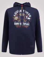 D555 Hector Adventurer Printed Zip Through Hoody Mornarska