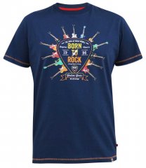 D555 COLIN Born To Rock Printed Crew Neck T-Shirt French Navy
