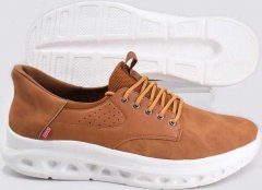 D555 Dartford 1 Kingsize Hands Free Shoes Pu & Faux Suede Top Tan