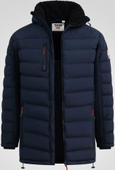 D555 Workington Podložena jakna s kapuco in sherpa podlogo temno modra