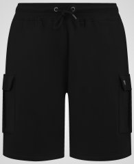 D555 Robinson 1 Fleece Cargo Kratke Hlače z Elastičnim Pasom Črna