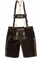 JP1880 Genuine Leather Traditional Lederhosen Shorts Brown