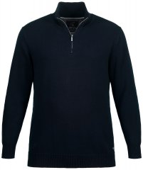 JP1880 716842 Pleten pulover s polovično zadrgo Temno modra