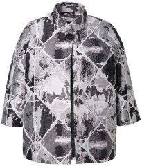 Ulla Popken 816673 Oversize žakarski suknjič s 3/4 rokavi Črna