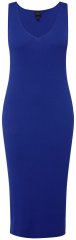 Ulla Popken 817591 Pletena obleka z V-izrezom Modra