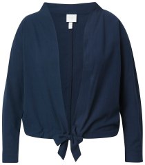 Ulla Popken 827116 Bolero z ovratnikom pokonci iz mešanice lanu Temno modra