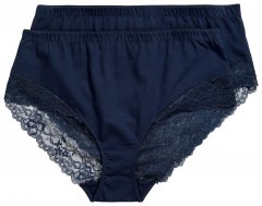 Ulla Popken 830094 Spodnjice s čipko 2 kosa Temno modra