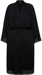 Ulla Popken 834837 Kimono kopalni plašč s čipko Črna