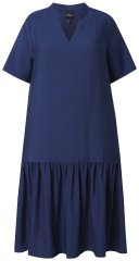 Ulla Popken 840367 Midi obleka s kratkimi rokavi z V-izrezom Temno modra