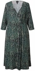 Ulla Popken 841839 Obleka iz jerseyja z živalskim vzorcem s 3/4 rokavi Temno zelena