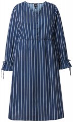 Ulla Popken 845863 Črtasta obleka z V-izrezom Temno modra