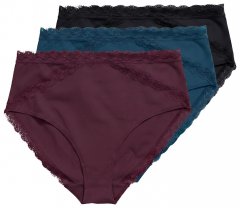 Ulla Popken 848803 Spodnjice s čipko 3 kosa Vinsko rdeča