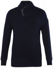 JP1880 851795 Pleten pulover s šal ovratnikom Temno modra TALL