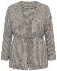 Ulla Popken 852086 Črtasta jopica z vrvico Taupe