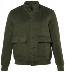 JP1880 852294 Jakna iz mešanice volne s stoječim ovratnikom Khaki zelena