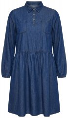 Ulla Popken 852768 Jeans obleka A-kroja z žepi Denim modra