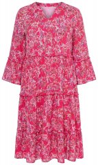 Ulla Popken 852841 Cvetlična obleka z volančki Magenta