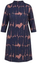 Ulla Popken 853590 Vzorčasta obleka iz jerseyja s 3/4 rokavi Temno modra