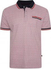 Kam Jeans 5487 Dobby Print Pique Polo Red