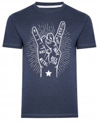 Kam Jeans 5390 Rock Star Print T-Shirt Indigo
