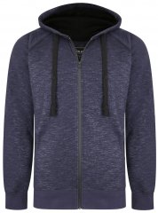 Kam Jeans 7041 Jersey Marl Hoody with Zip Pockets Indigo
