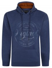 Kam Jeans 7059 Over Head Large Embossed Hoodie Royal Blue