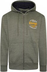 Kam Jeans 7073 Zip Thru Vintage EMB Hoody Khaki