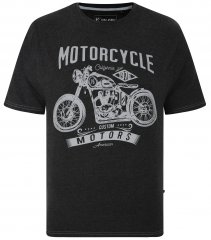 Kam Jeans 5730 Motor Cycle Print T-Shirt Charcoal