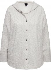 Ulla Popken Cable Knit Long Sleeve Hoodie Light Grey Melange