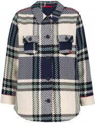 Ulla Popken Plaid Contrast Detail Button Front Jacket