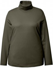 Ulla Popken Basic Long Sleeve Slim Fit Turtleneck Olive