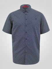 D555 Melrose Navy Icon AOP Button Down Collar Short Sleeve Navy