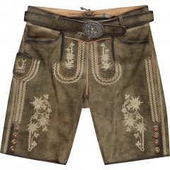 JP1880 Shorts Goat Suede with Belt Buckle Traditional Moss Green 