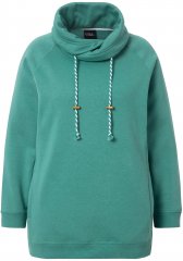 Ulla Popken Drawstring Collar Long Sleeve Sweatshirt Green