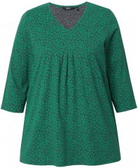 Ulla Popken Floral A-Line 3/4 Sleeve Tee Green
