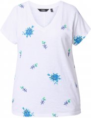 Ulla Popken Cross Stitch Short Sleeve Tee Snow White