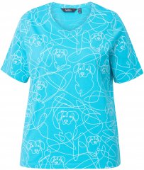 Ulla Popken Abstract Animal Print Short Sleeve Tee Deep Aqua