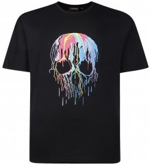 Espionage T445 Dripping Skull Printed T-Shirt Black