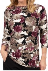 Scandinavian Caramel Flowers Blouse Purple and Brown