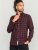 D555 Holton Dark Red Checked Flannel Shirt - Srajce - Moške srajce za Močnejše Postave