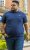 D555 ORSTON Reno Fabric Crew Neck T-Shirt With Chest Embroidery Blue Reno - Kratke Majice - Moške kratke majice za močnejše postave