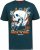 D555 NEAL Skull With Flames Printed Crew Neck T-Shirt Navy/Blue Twist - Kratke Majice - Moške kratke majice za močnejše postave