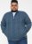 D555 ECCLES Cable Knitted Zip Through Sweater With Bonded Check Lining Denim Marl - Puloverji & jopice - Moški Puloverji & Jopice za Močnejše Postave
