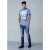 D555 Howie Fine Stripe T-shirt Blue - Kratke Majice - Moške kratke majice za močnejše postave
