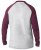 D555 KELTON Long Sleeve Raglan T-Shirt Grey/Burgundy - Kratke Majice - Moške kratke majice za močnejše postave