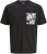 Jack & Jones Split Pocket Print T-Shirt Black - Kratke Majice - Moške kratke majice za močnejše postave