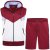 Kam Jeans TS006 Retro Pannelled Tracky Set (Shorts/Sleeveless Hoodie) Red - Trenirke kompleti - Moške Trenirke kompleti za močnejše postave