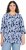 Ulla Popken Floral Print 3/4 Sleeve V-Neck Tee Navy Blue - Natisnjene majice za ženske - 